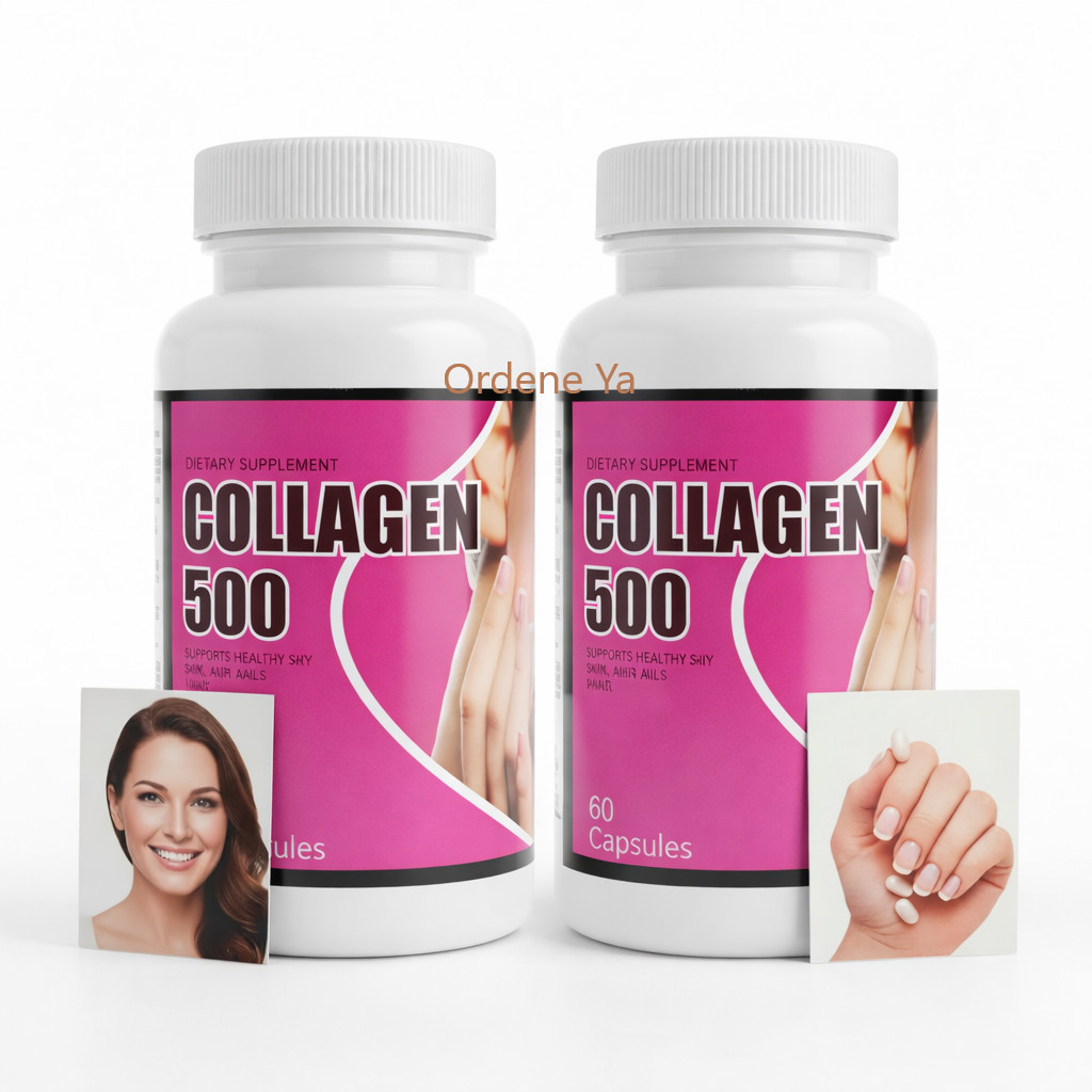 Collagen 500mg Capsules | Skin Hair Nails Support | 120 Capsules | 2 Bottles