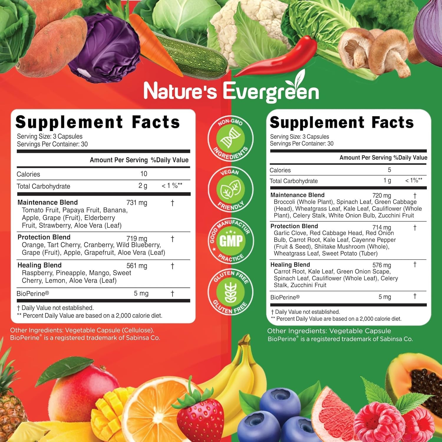 Super Fruits and Veggies Supplement Balance of Daily Nature Vegetables- Set of 2