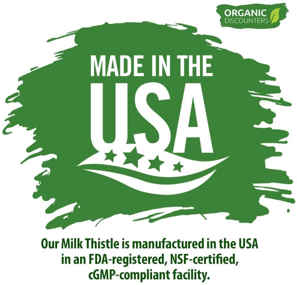 Organic Discounters USDA Organic Milk Thistle Extract Capsules, 280 Count, 7500
