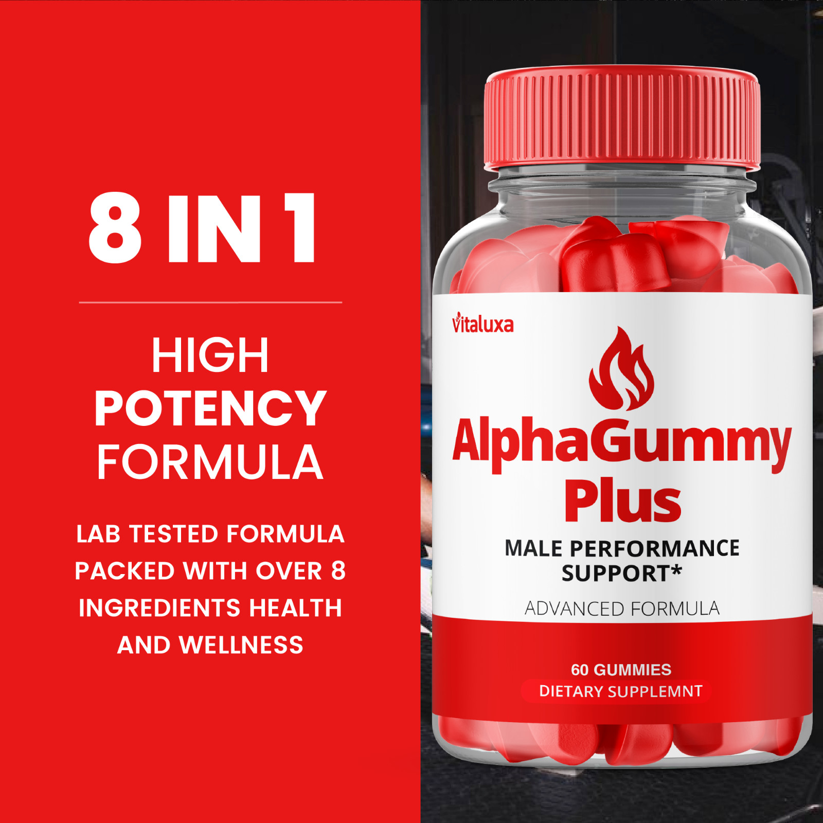 Alpha Gummy for Men Advanced Energy Performance Vitamin Supplement (60 Gummies)