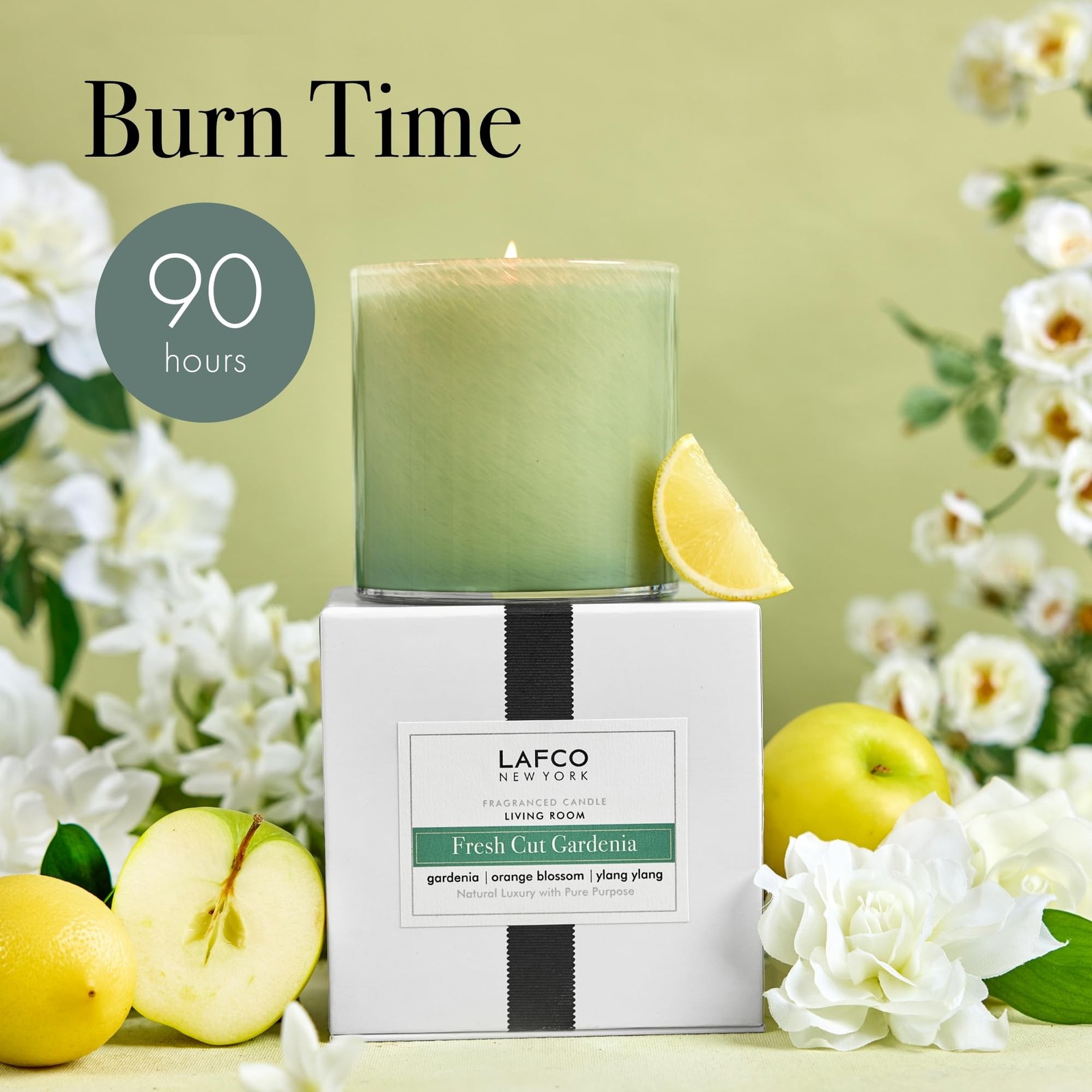 LAFCO New York Signature Candle, Fresh Cut Gardenia – 15.5 oz – 90-Hour Burn …