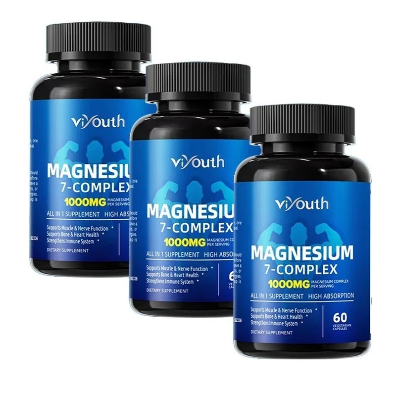 3PCS Viyouth Magnesium 7 Complex Capsules 60 Count Sleep Support Bone Health**