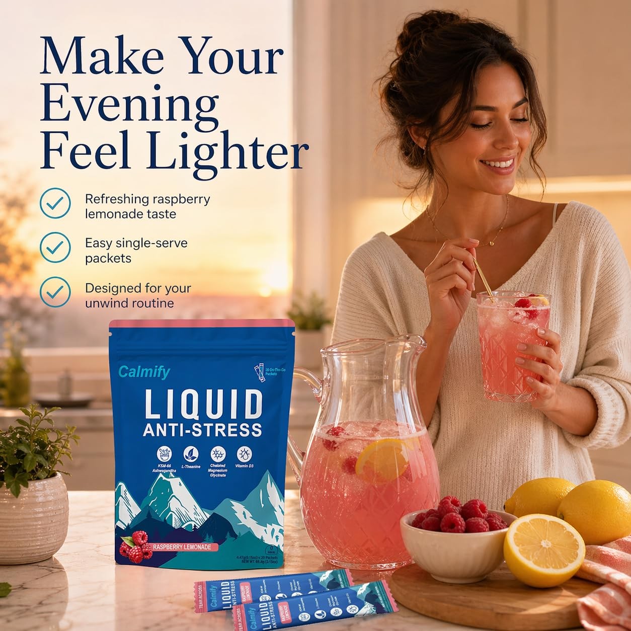 Liquid Anti Stress Cortisol | Magnesium Drink | L-Theanine,…