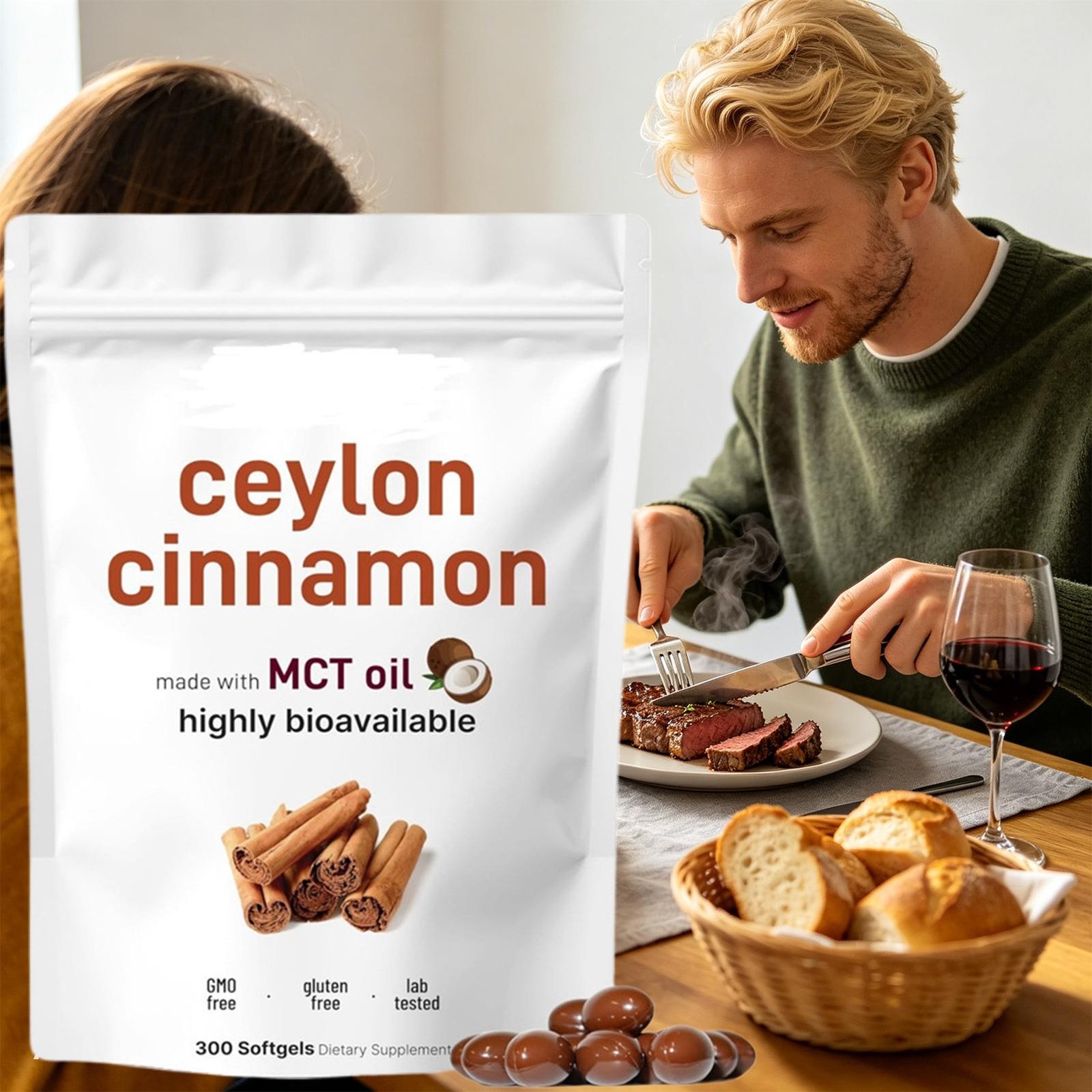 Ceylon Cinnamon 7,200Mg Equivalent 300 Softgels features MCT Oil Highly Bioavail