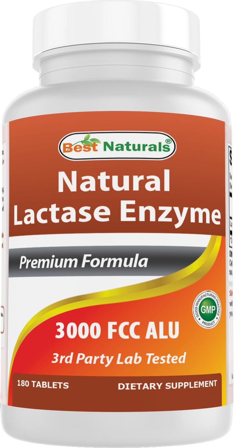 Best Naturals Fast Acting Lactase Enzyme Tablet, 3000 180 Count (Pack of 1)