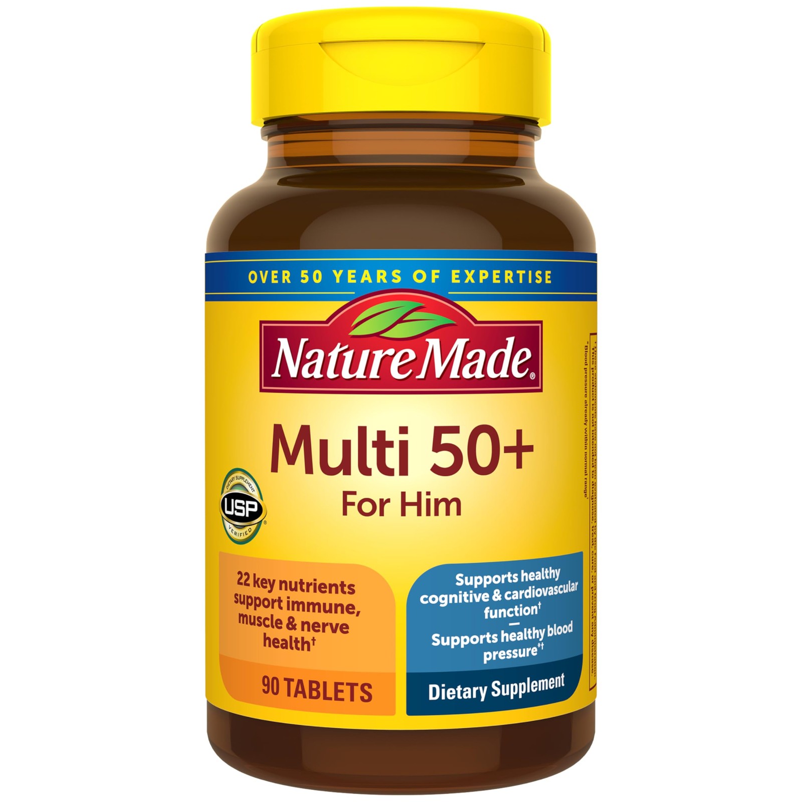 Nature Made Multivitamin for Men Over 50, Mens 90 Count (Pack of 1), No Color