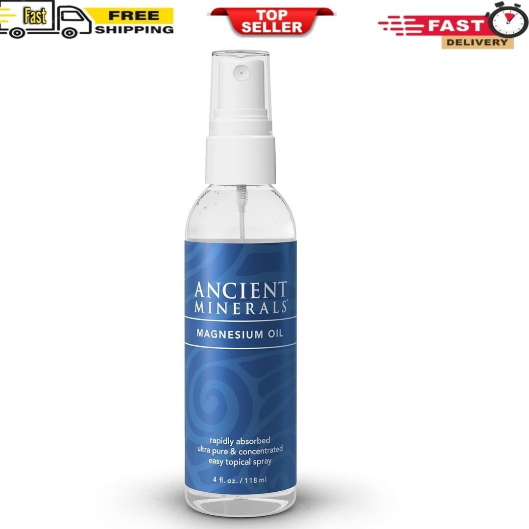 Ancient Minerals Magnesium Oil Spray Bottle, High Concentration Topical Genuine