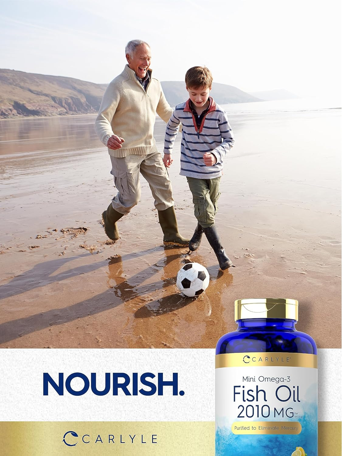 Mini Fish Oil Softgels 2010 Mg 200 Omega-3 Pills with EPA & DHA Non-Gmo & Gluten