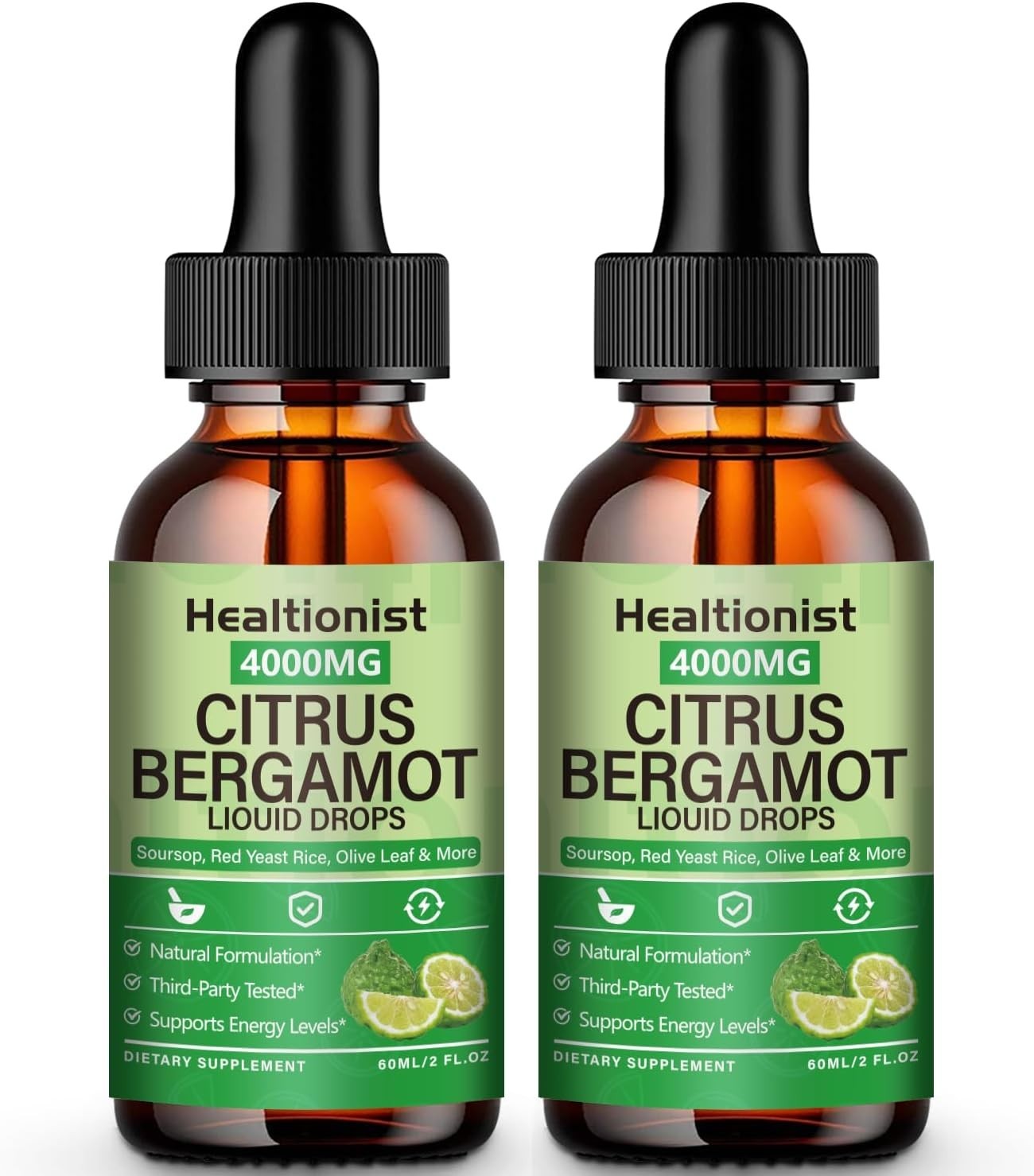 2 Packs 4000mg Citrus Bergamot Liquid Drops – Cholesterol Lowering Supplement.
