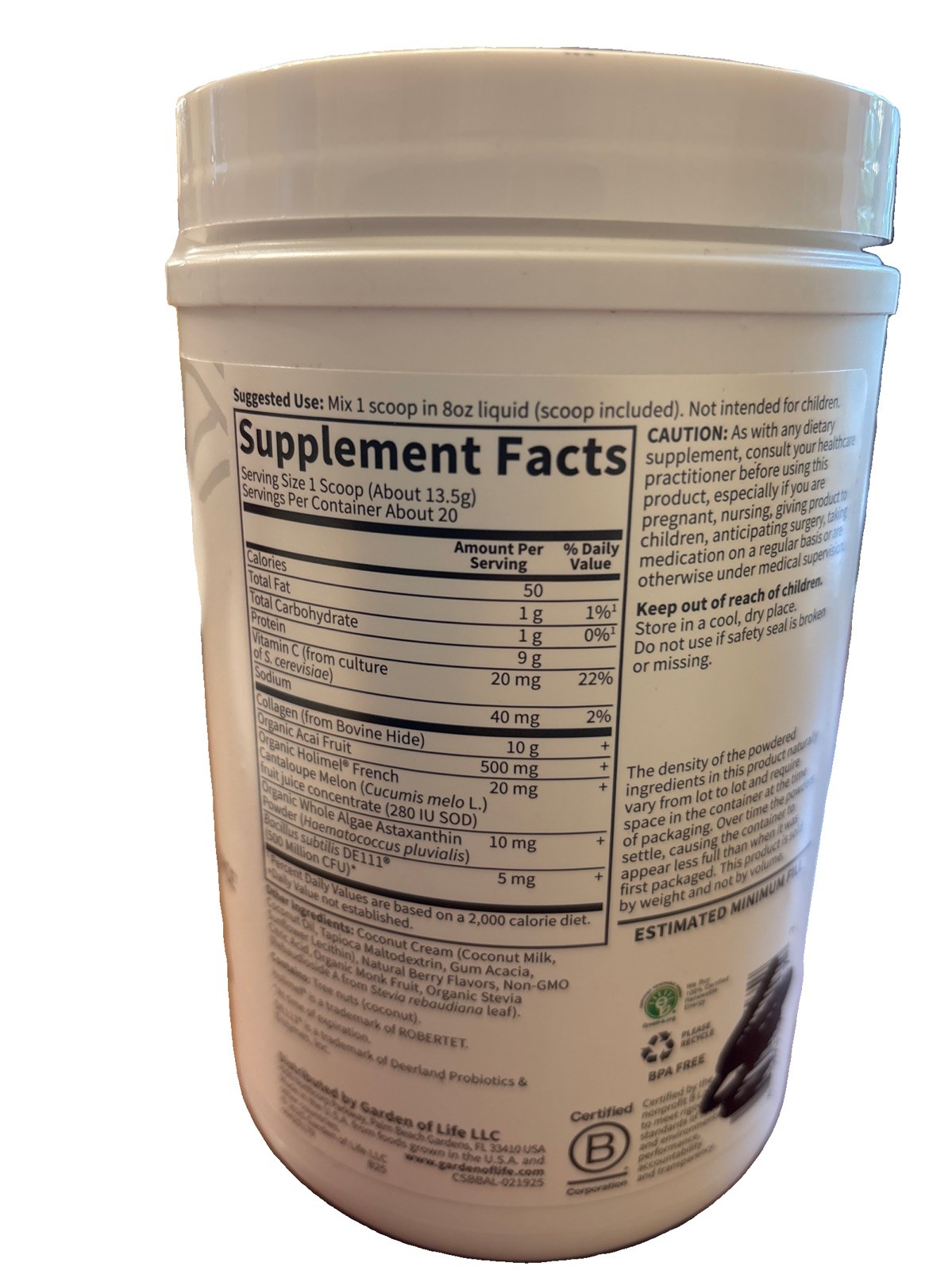 Grass Fed Collagen, Super Beauty, Blueberry Acai, 9.52 oz (270 g) Exp 8/27 (2c)