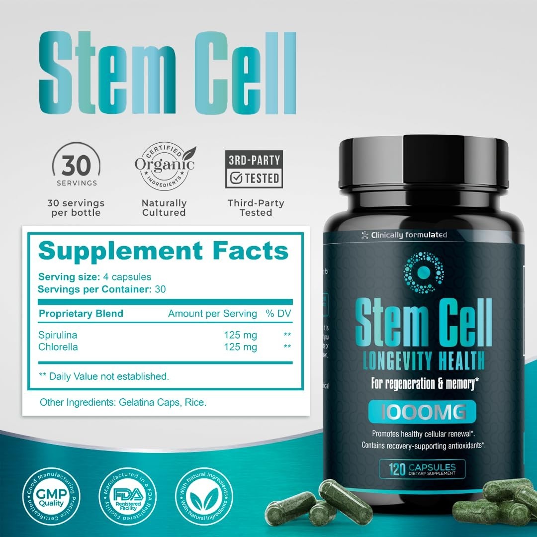 Premium Stem Cell Supplements 1000mg – Boost Immunity, Joint Support, Anti-Aging