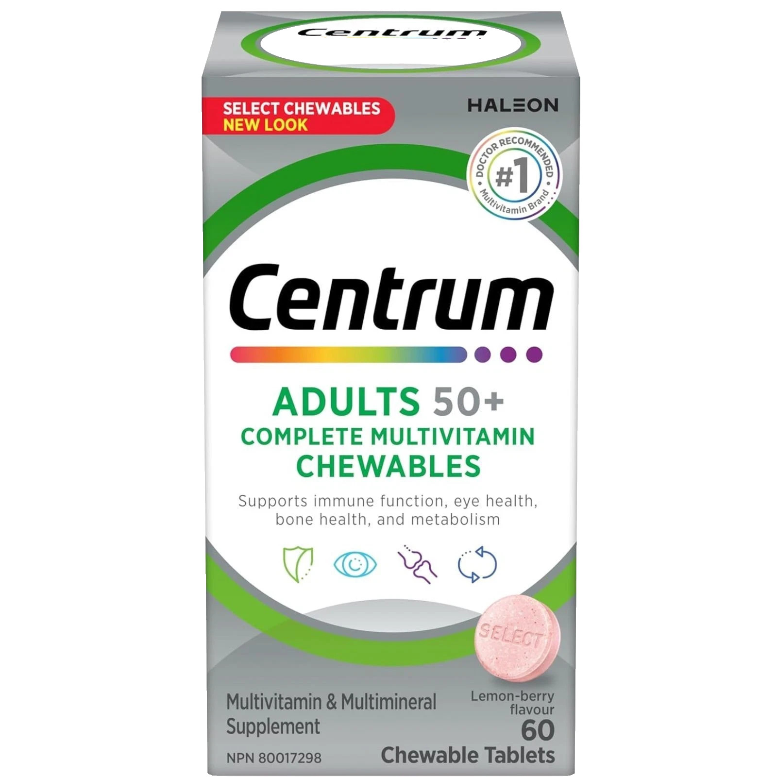 Centrum Select Chewables 50+ Multivitamin | 60 Tablets | Canada | NO TARIFFE