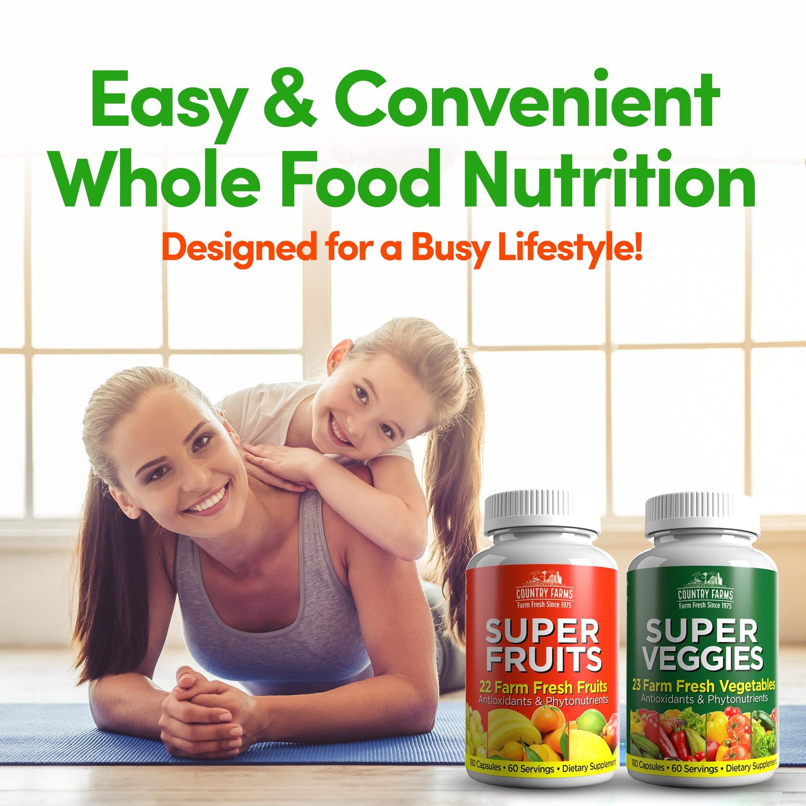 Fruits and Vegetables Supplement, 180 Fruit and 180 Veggie Capsules, Greens a…