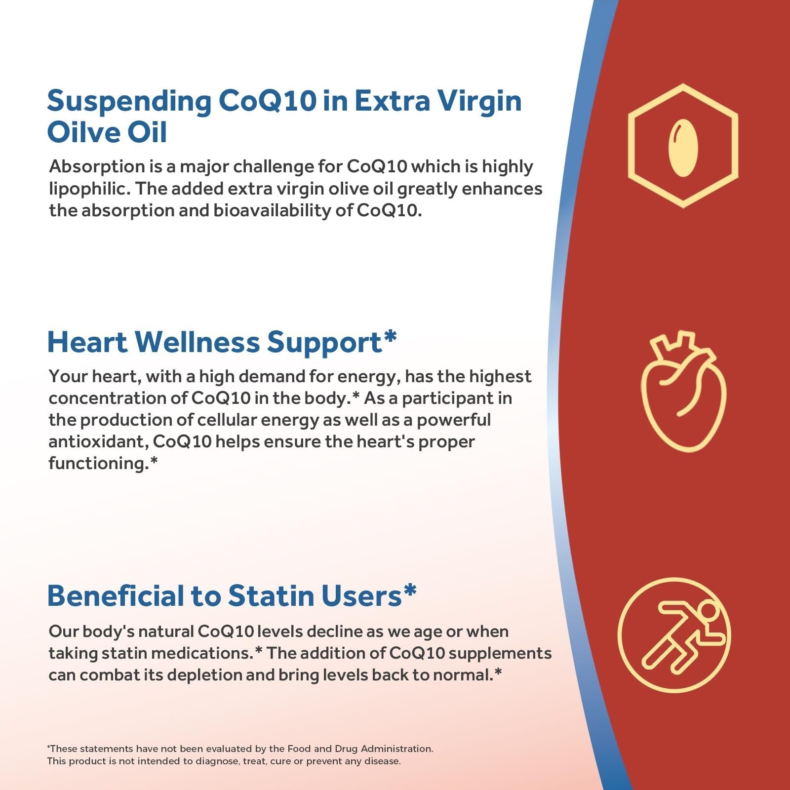 CoQ10 200mg Softgels, High Absorption with Olive Oil, Heart Health Support Suppl