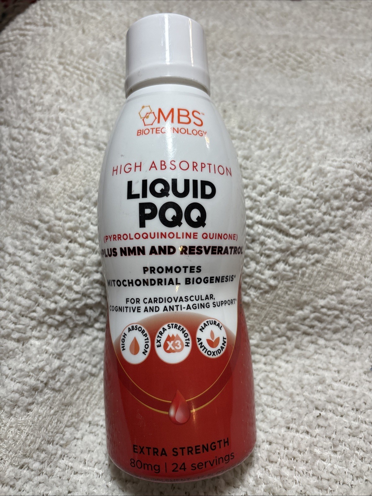 MBS BIOTECHNOLOGY LIQUID PQQ – 24 Servings/80mg Extra Strength Exp 08/26/2026
