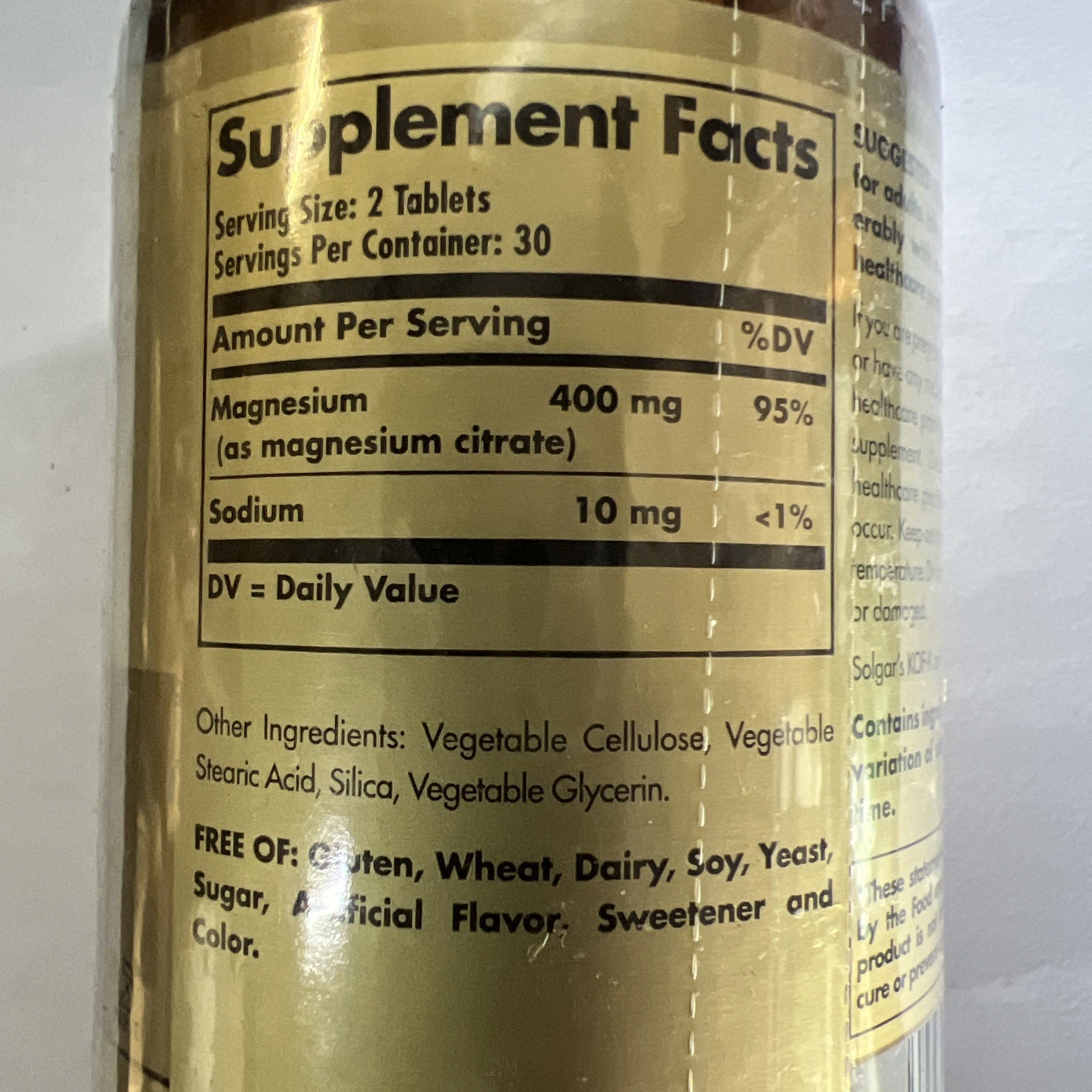 Solgar Magnesium Citrate 420mg Highly Absorbable Supplement 60 Count Vegan.4/27