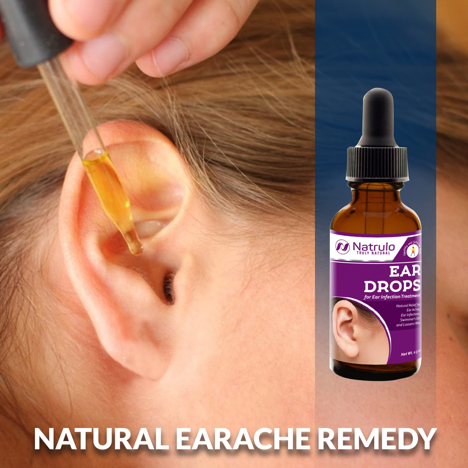 Natural Ear Drops for Infection – Homeopathic 0.5 Fl Oz (Pack of 1)