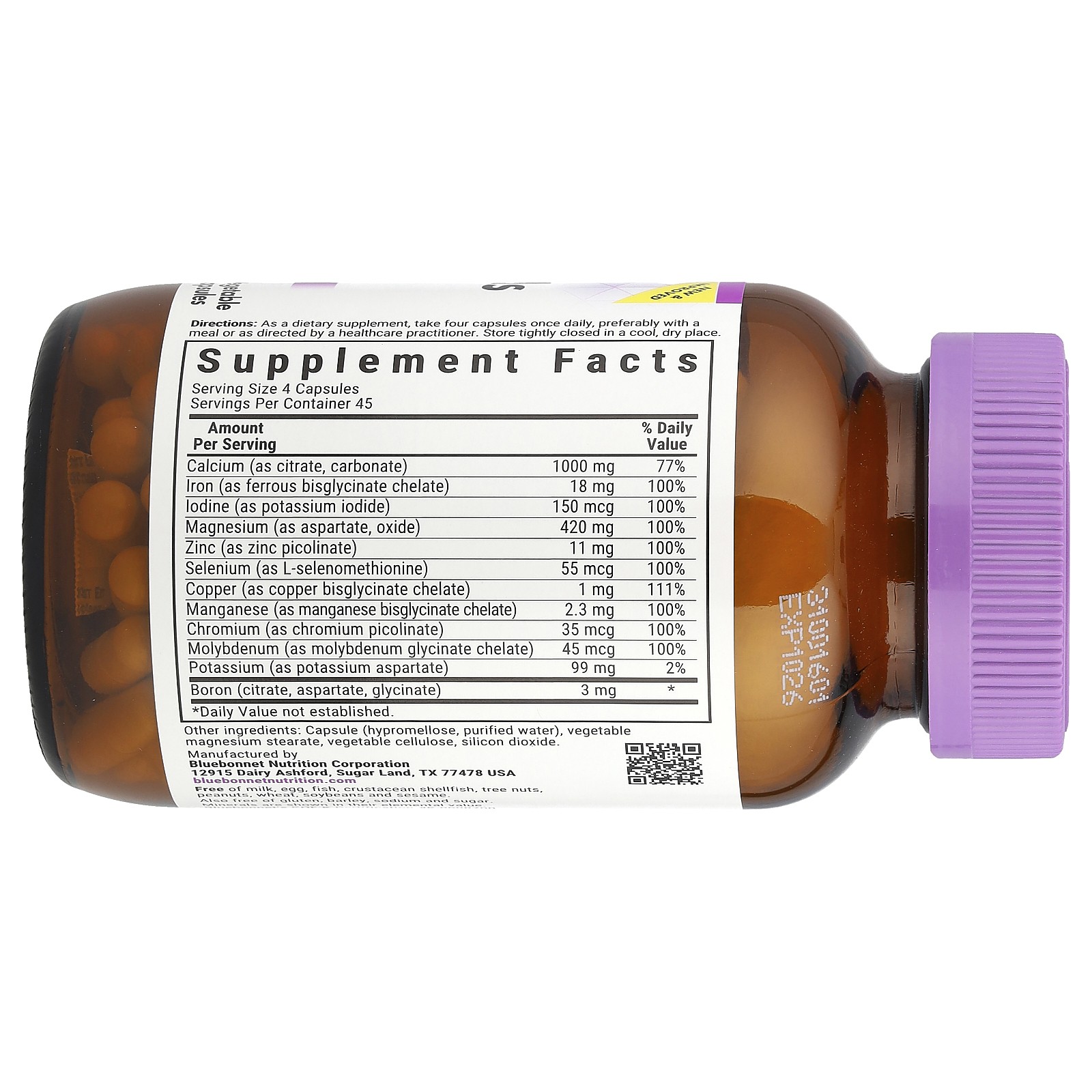 Bluebonnet Nutrition Multiminerals Plus Boron 180 Vcaps Egg-Free, Fish Free,