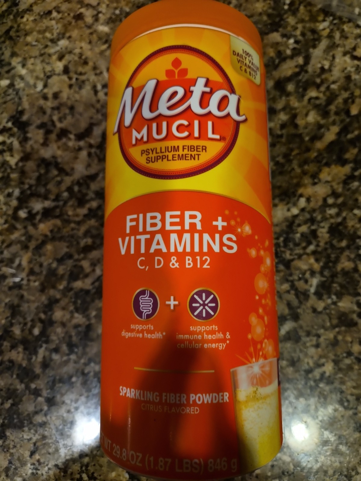 MetaMucil Fiber+Vitamins C,D & B12 Sparkling Powder 29.8 EXP 04/26-NEW SEALED