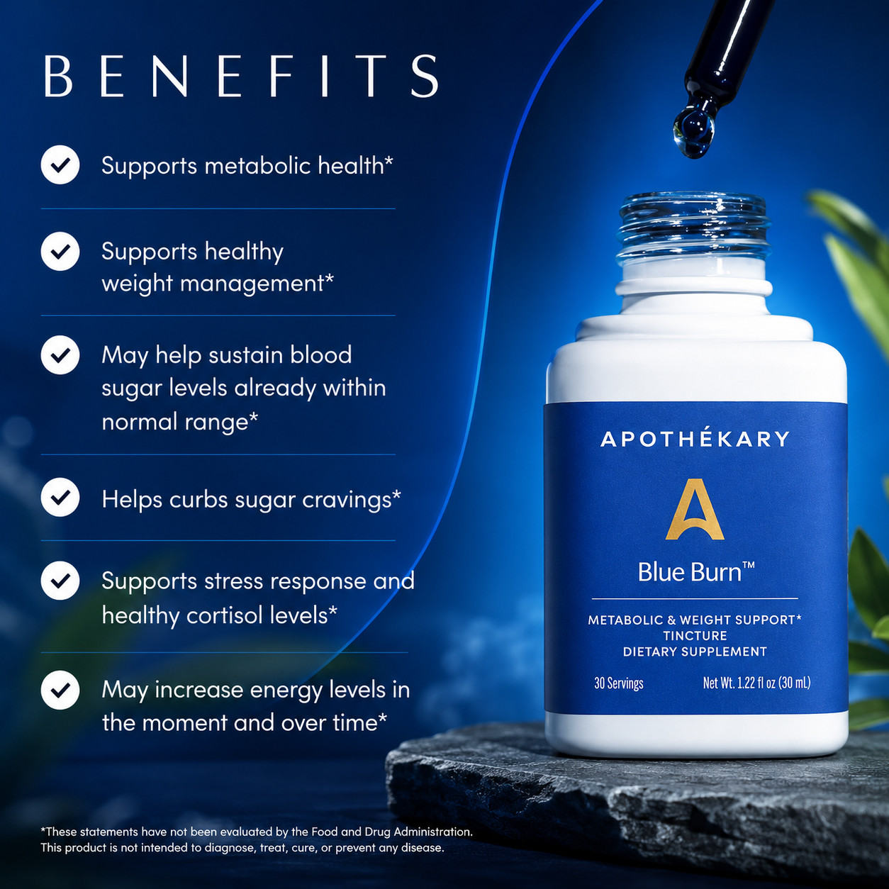 Apothékary Blue Burn Herbal Tincture Metabolic Weight Energy Support 30mL