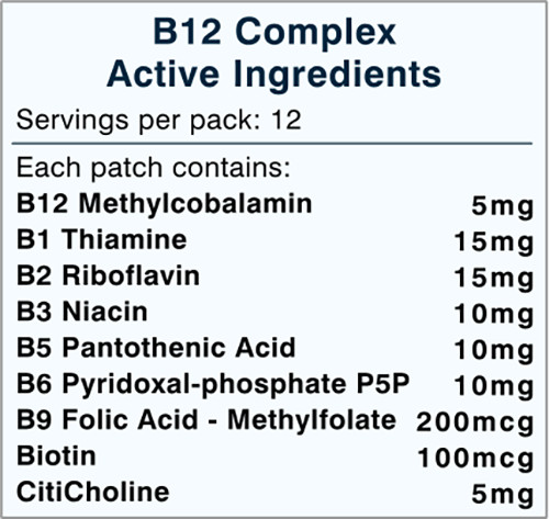B12 Methylcobalamin 5000mcg + B Complex Transdermal Vitamin Patches