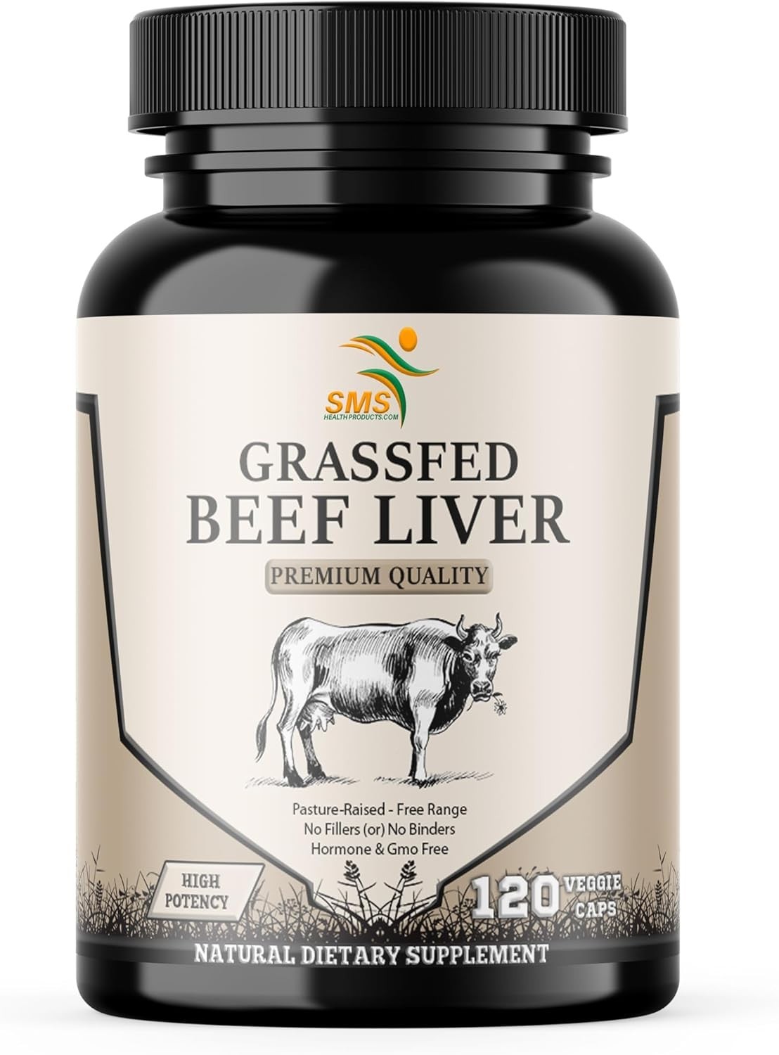 SMSHEALTHPRODUCTS.com Grass Fed Desiccated Beef Liver Capsules 120 Pills 500m…