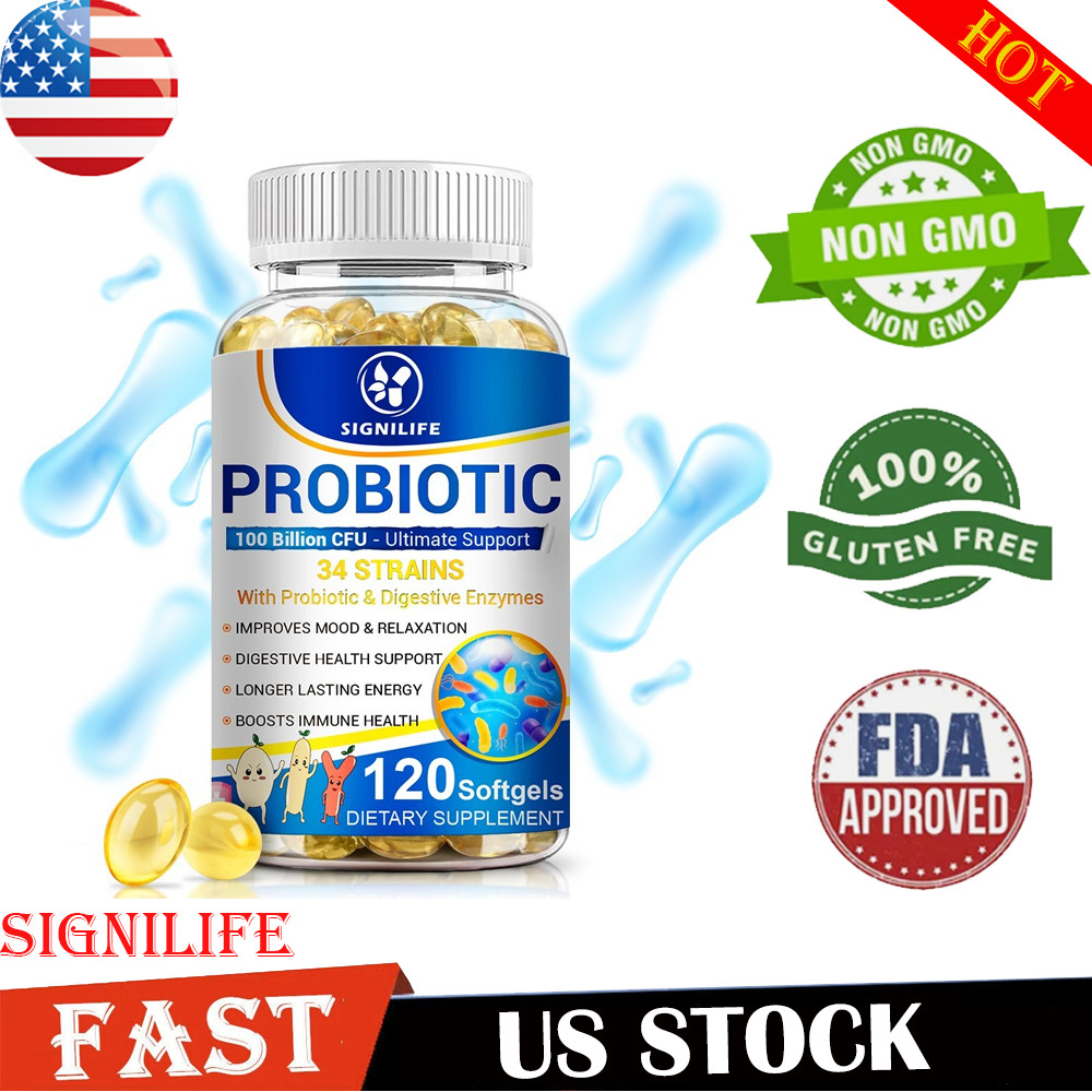 Probiotics Digestive Enzymes 100 Billion CFU Potency Immune Health 120 Capsules