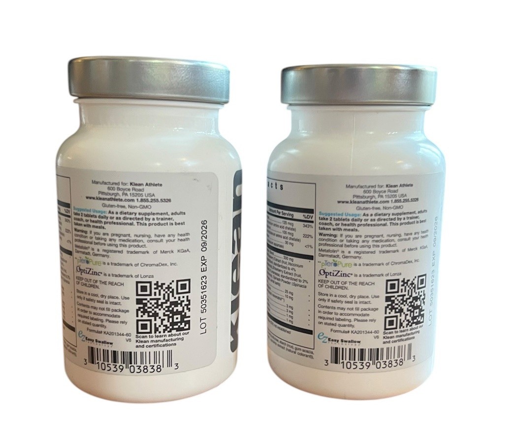 2 Klean Athlete Klean Multivitamin – 60 Tablets Exp 09/26 – New/Sealed
