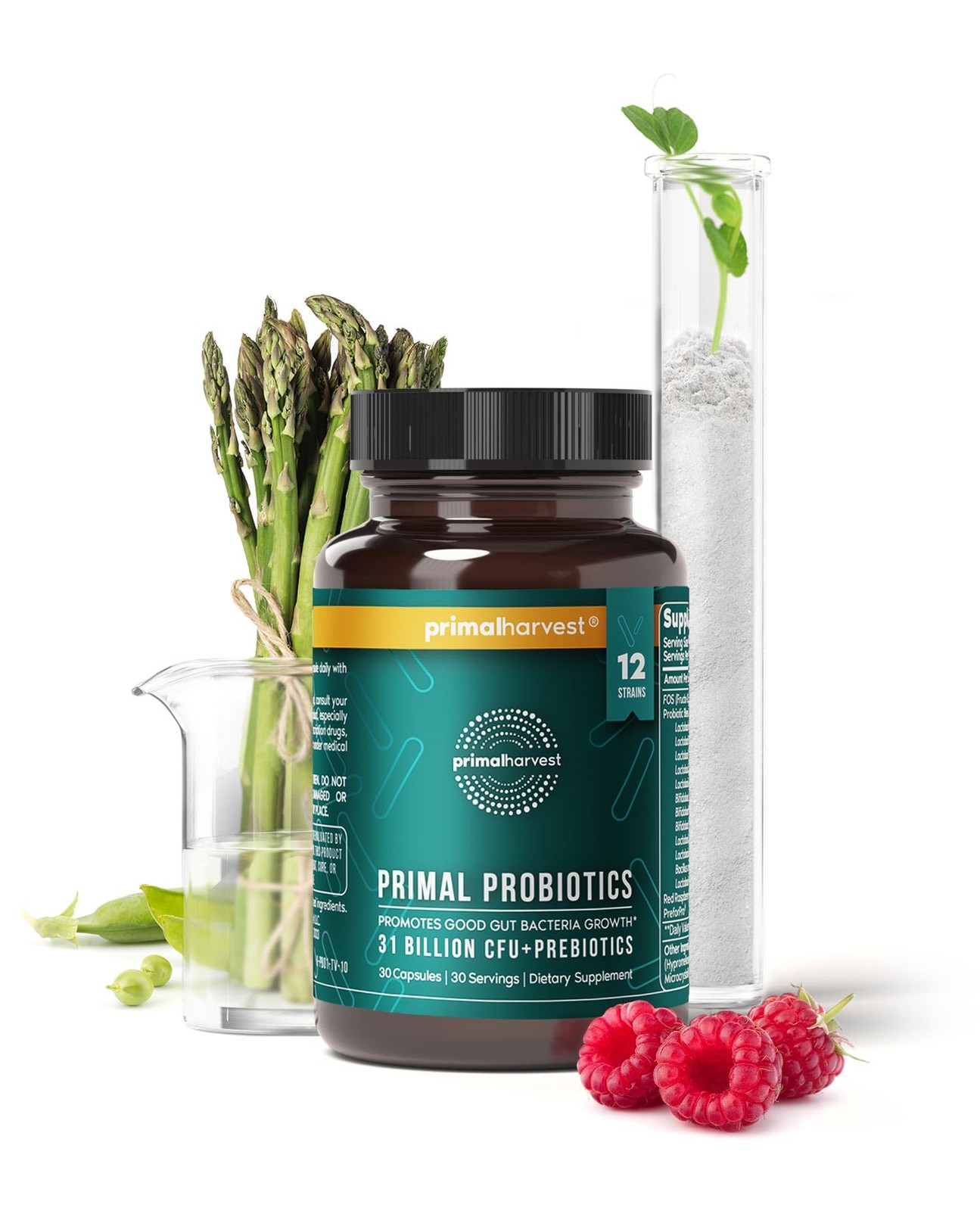 Primal Harvest Probiotic, Postbiotics, Prebiotics & 31 Billion CFUs for Men & Wo