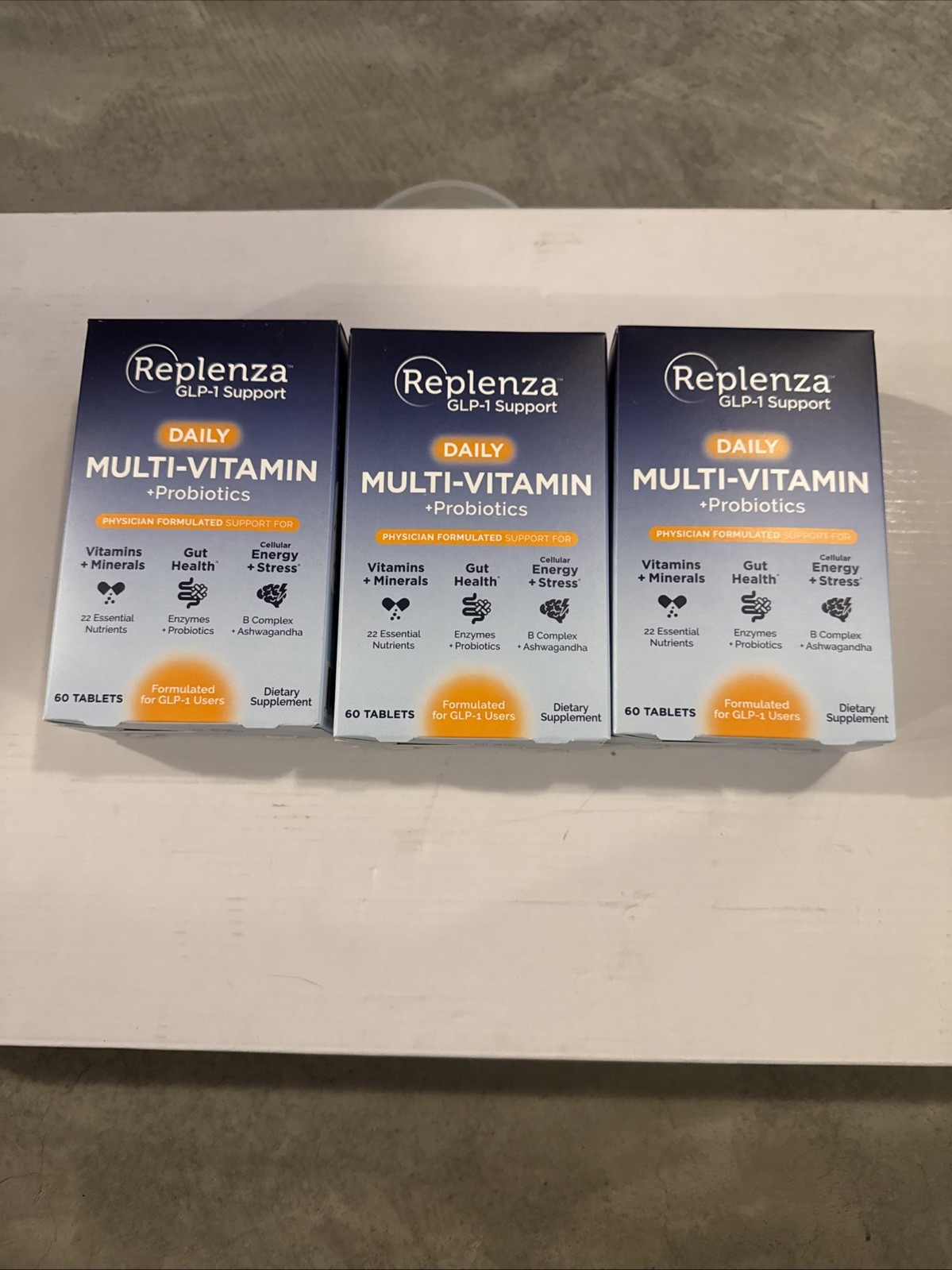 (3) Replenza GLP-1 Support Daily Multi-Vitamin +Probiotics Supplement Exp 08/27.
