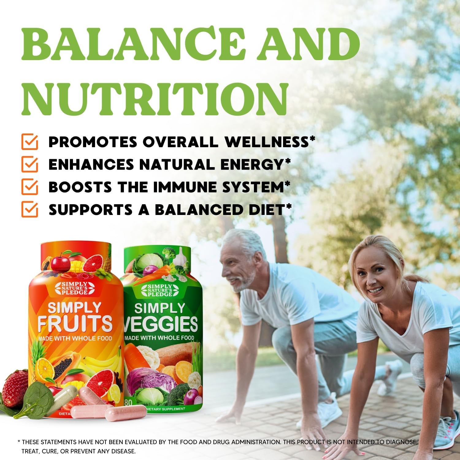42 Superfood Fruits & Veggies – Whole Food Supplement with Aloe Vera – 180 Count