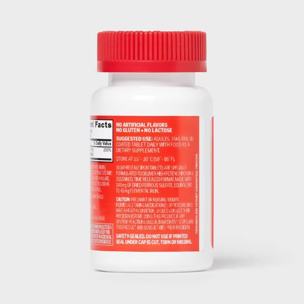 Iron Slow Release Dietary Supplement Tablets – 30ct – up&up:45mg Iron Per Tablet