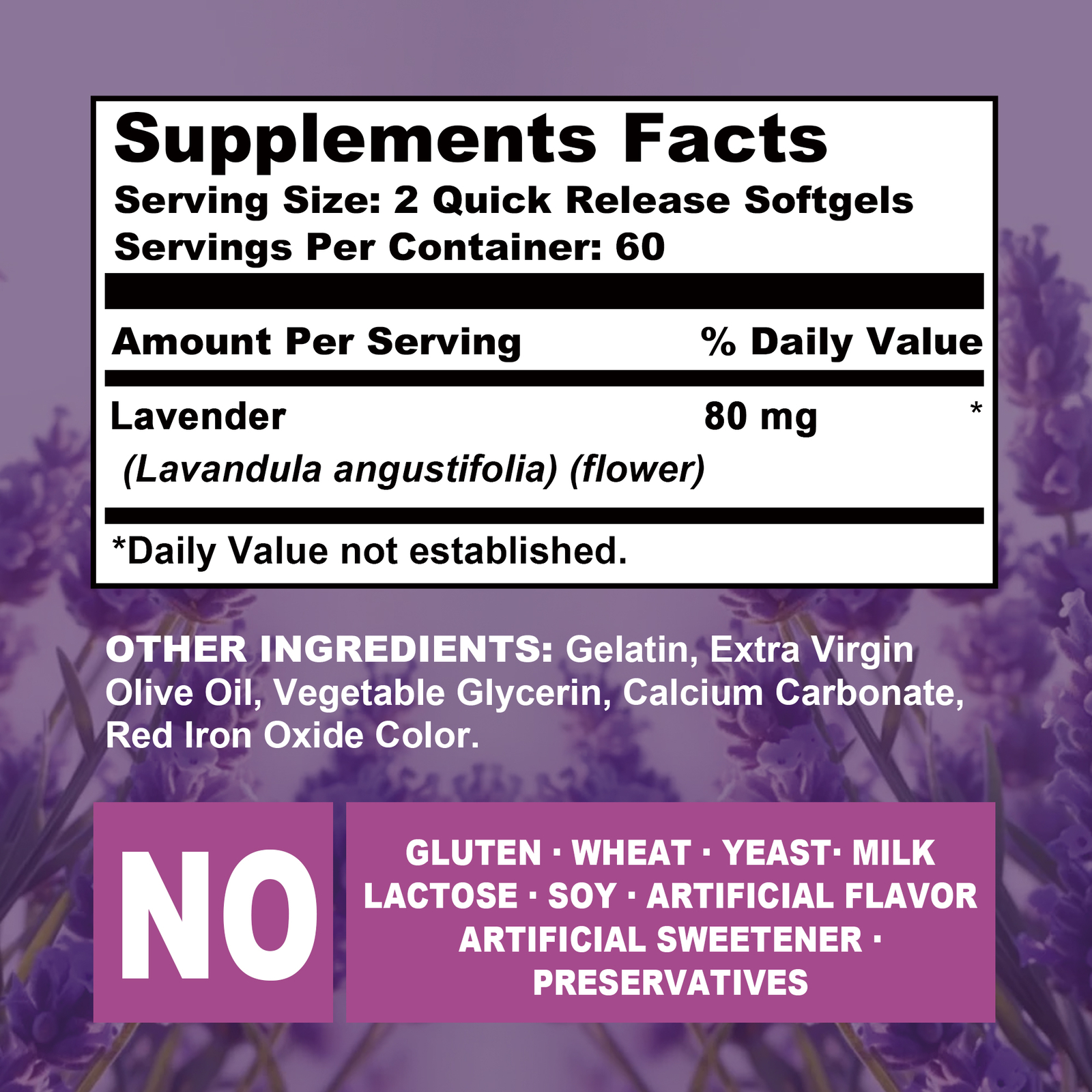 Lavender Capsules 80mg – Natural Stress Relief & Sleep Support, Anxiety Relief