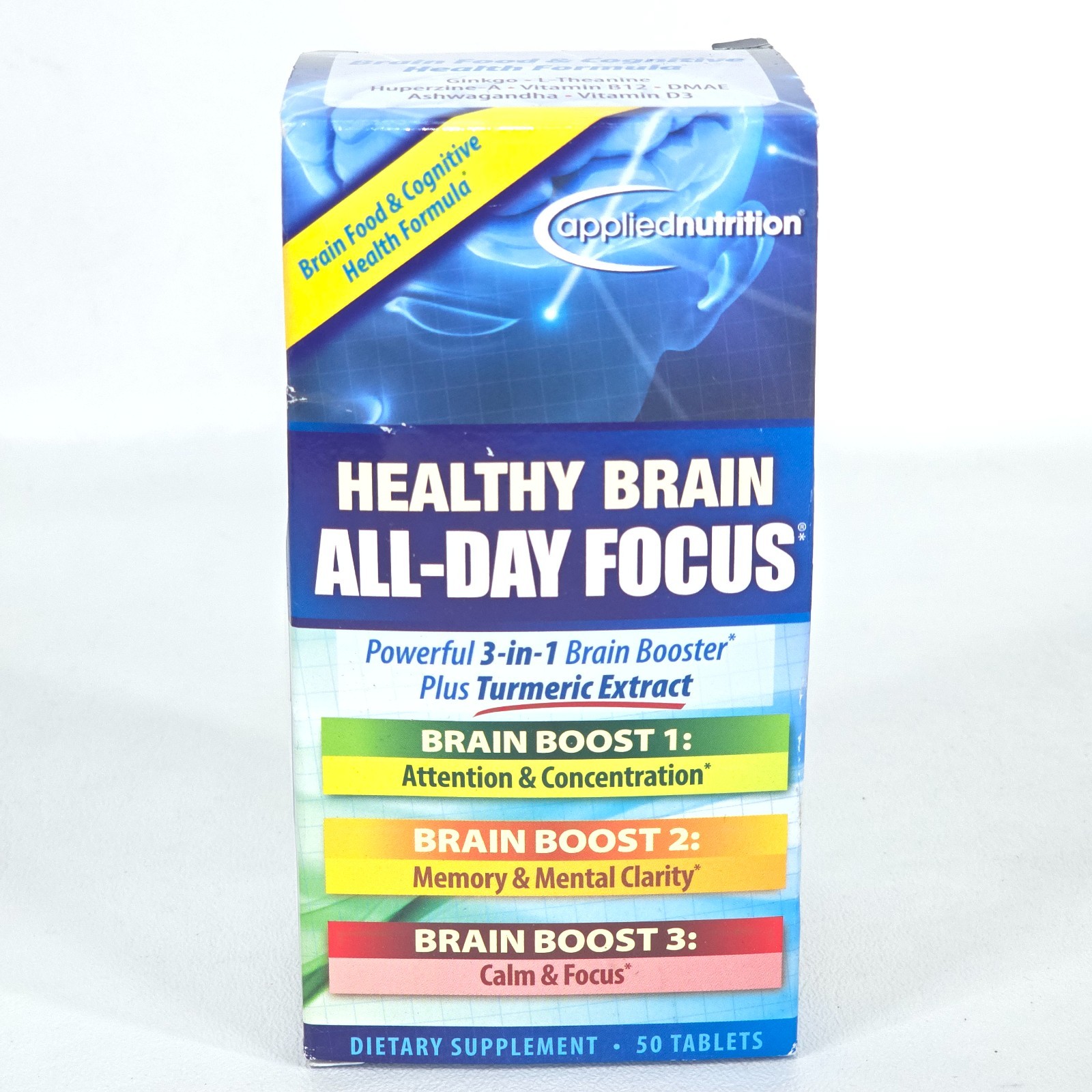 3 Pack AppliedNutrition Healthy Brain All-Day Focus 150 Tablets NEW Sealed 10/26