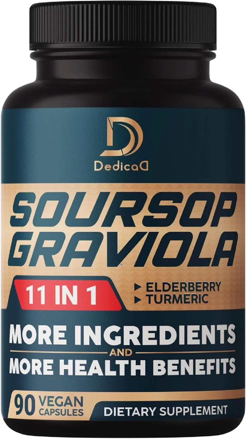 Soursop Graviola Capsules – 3 Months Supply – 9450Mg per Serving – 11 Herbs Elde