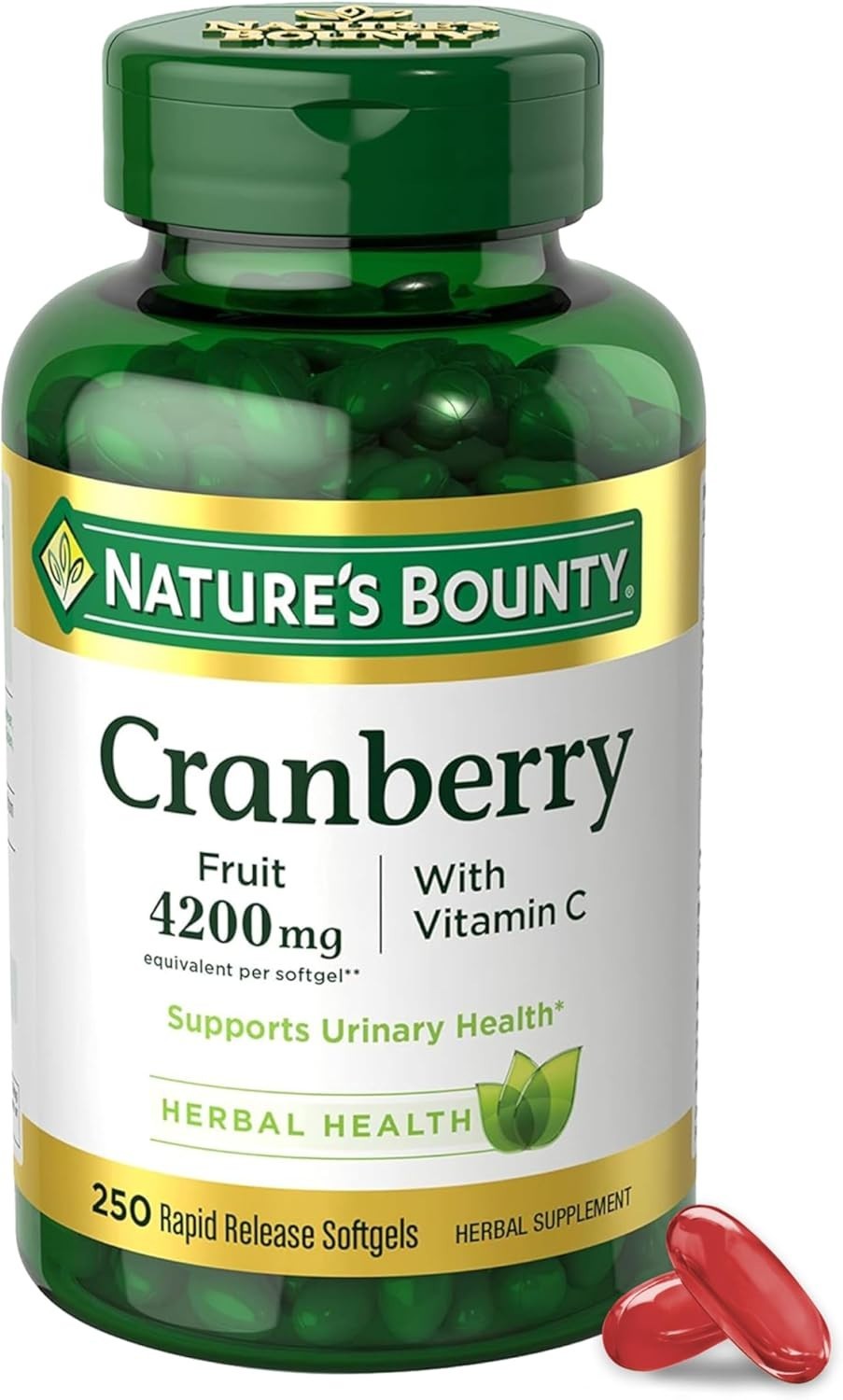 Nature’s Bounty Cranberry Pills with Vitamin C for Urinary Tract Health 250 Ct