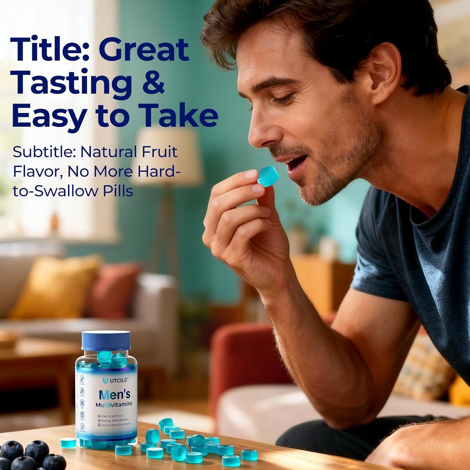 Mens Multivitamin Gummies for Men Daily – Zero Sugar Adult Gummy ..Exp- 092027
