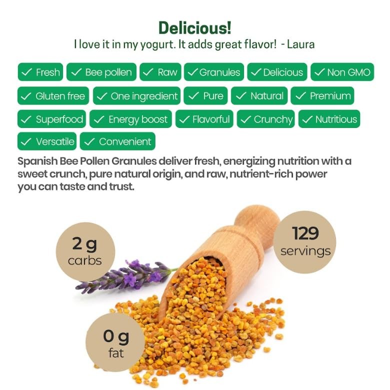 Spanish Bee Pollen Granules – Pure & Raw Pollen Granule, Product of Spain – N…