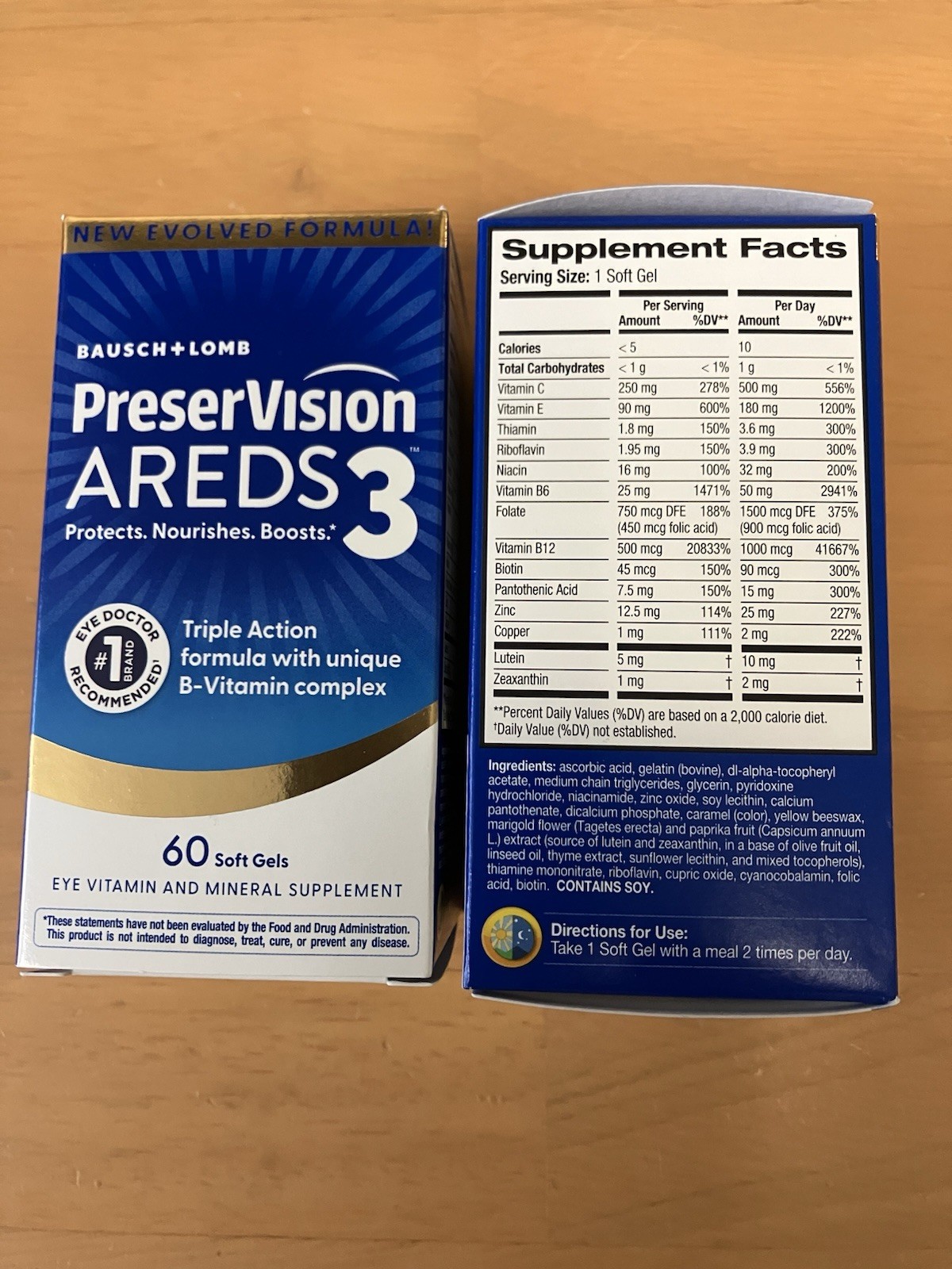 (2pk)Bausch + Lomb PreserVision AREDS 3 Eye Health Vitamin & Mineral 120 Gelcaps