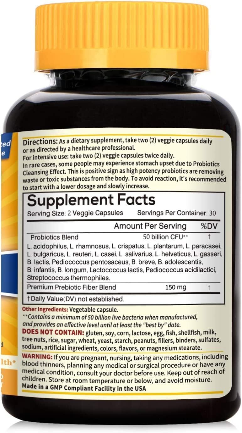 Newrhythm Probiotics 50 Billion Cfu 60 Capsules Digestive Immune Health Support