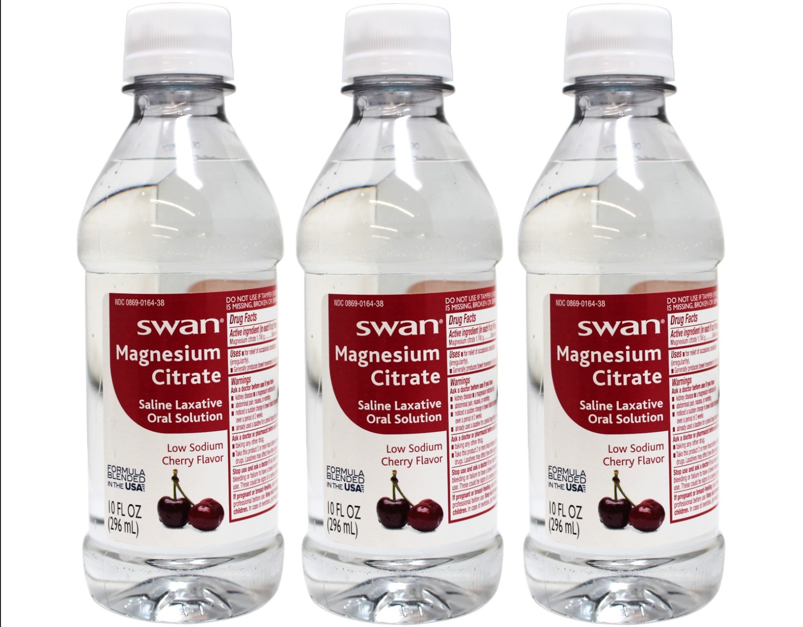 Swan Magnesium Citrate Saline Laxative, Cherry Flavor 10 Fl Oz (3 Pack)