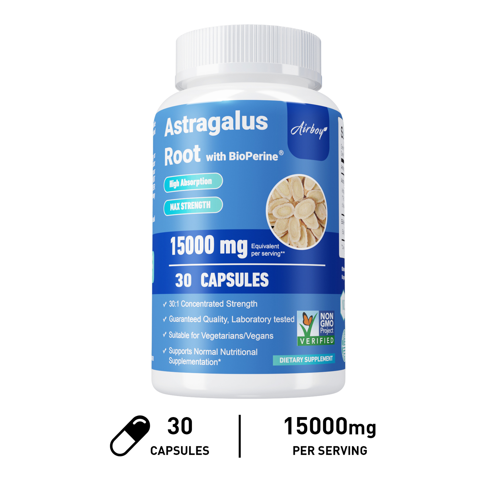 Astragalus Root 15000mg – Immune Support & Heart Health, Strong Energy Endurance