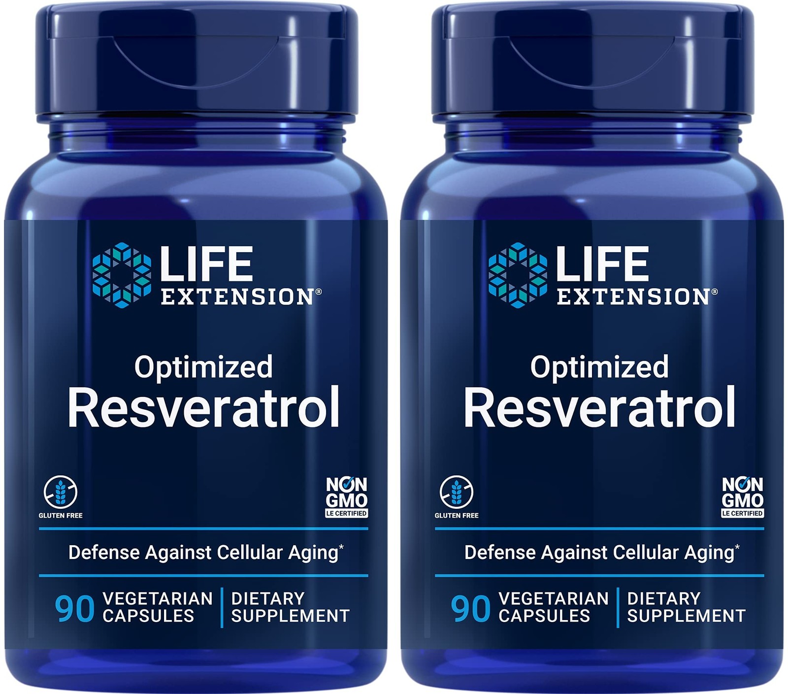 Life Extension Optimized Resveratrol, 90 Caps (Pack of 2) 90 Count (Pack of 2)