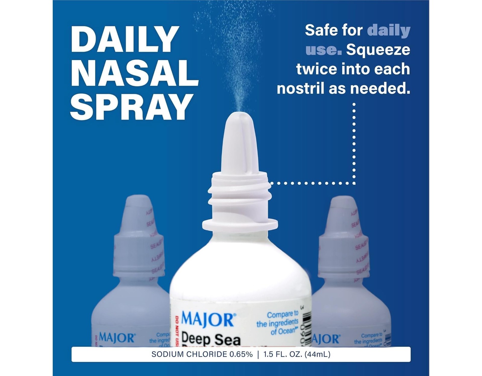 Major Deep Sea Premium Saline Nasal Moisturizing Spray 1.5 fl oz (Pack of 5)