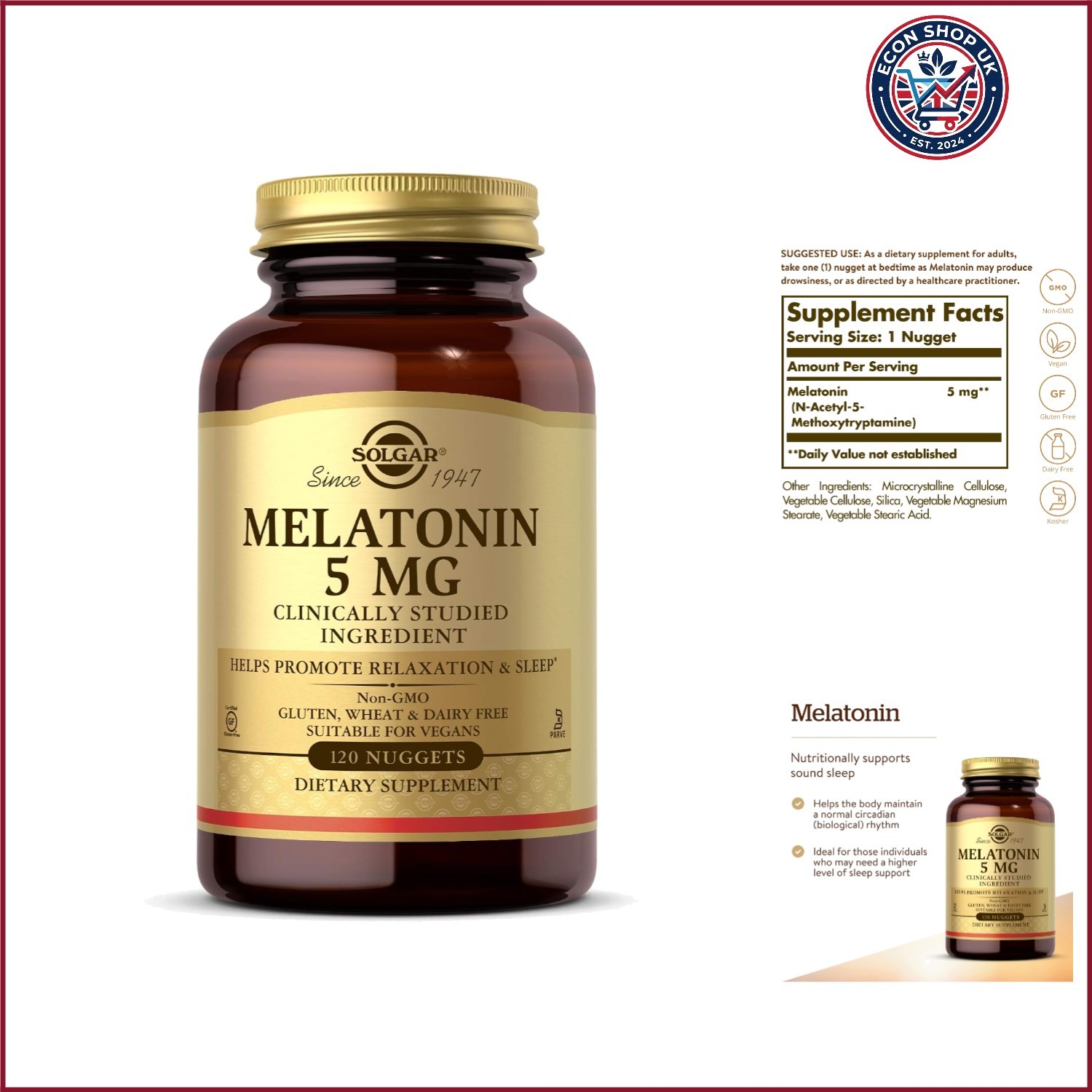 Melatonin 5 mg, 120 Nuggets – Helps Promote Relaxation & Rest | Clinically St…