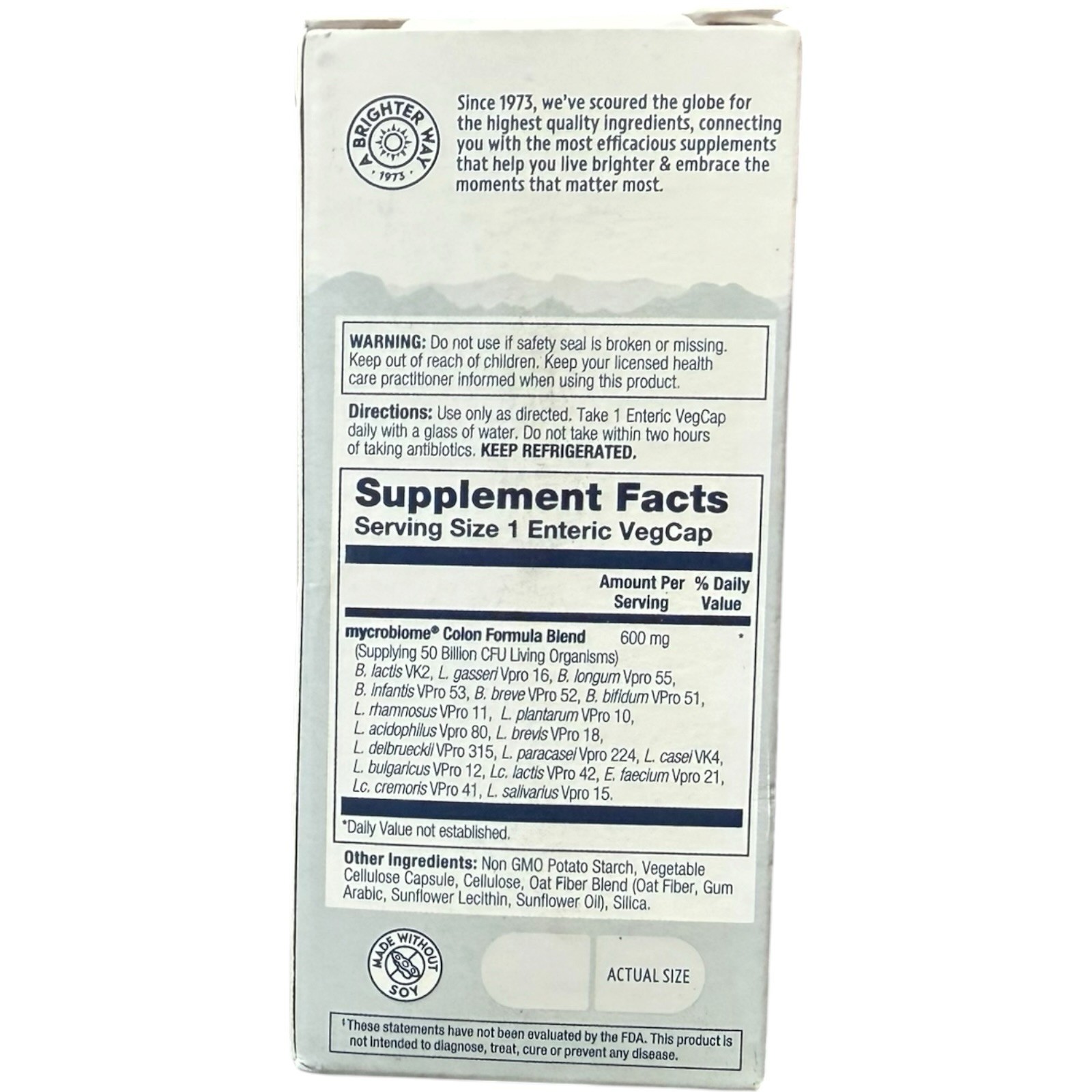 Solaray Mycrobiome Probiotic Colon 50 Billion CFU 30 VegCaps Exp-09/2026+