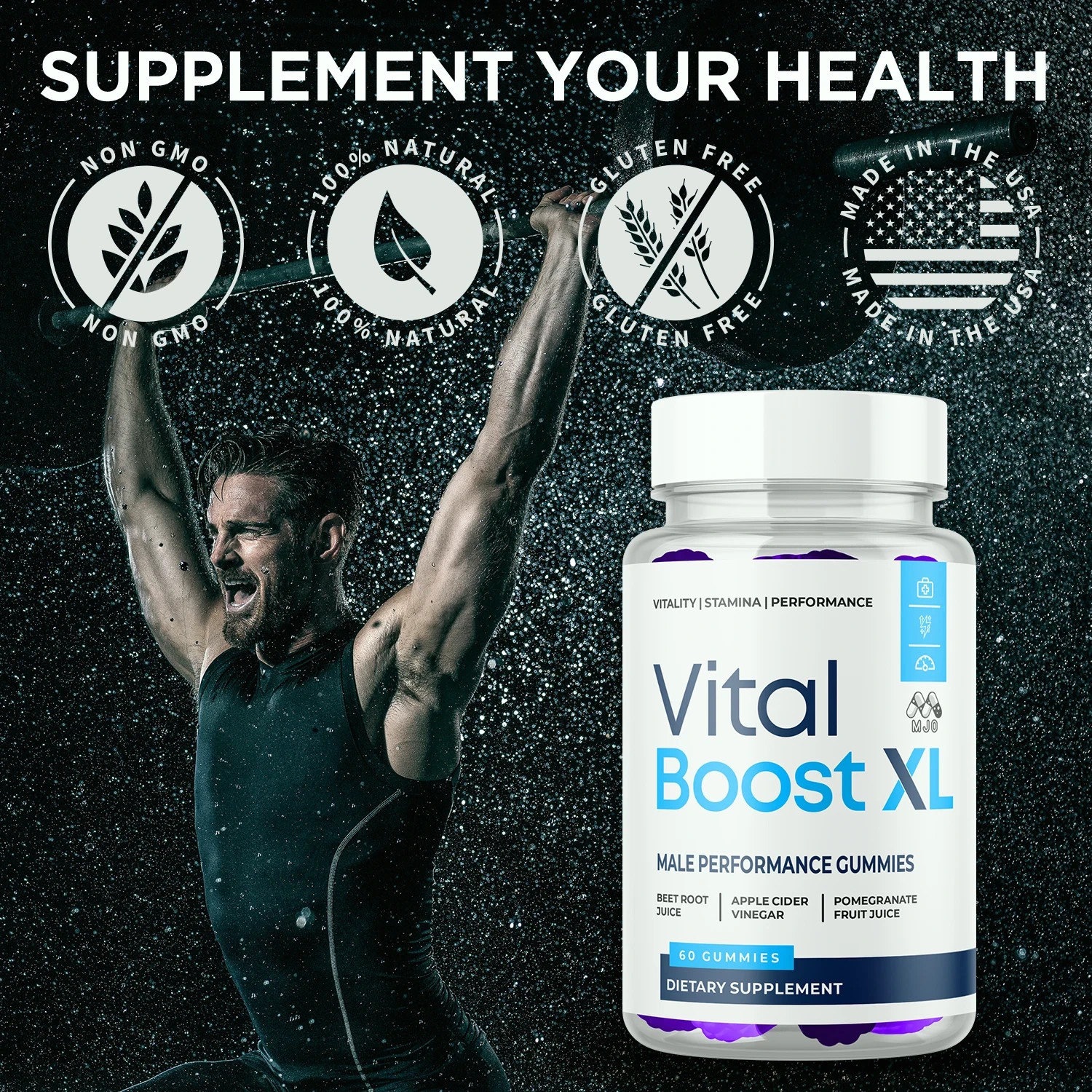 Vital Boost XL Male Gummies Advanced Max Formula Dietary Supplement 60 Gummies