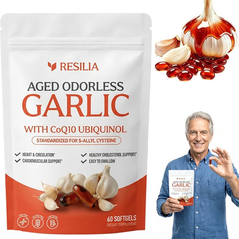 Resilia Garlic Extract 600mg Softgels Odorless Aged Garlic Extra – 60 Softgels