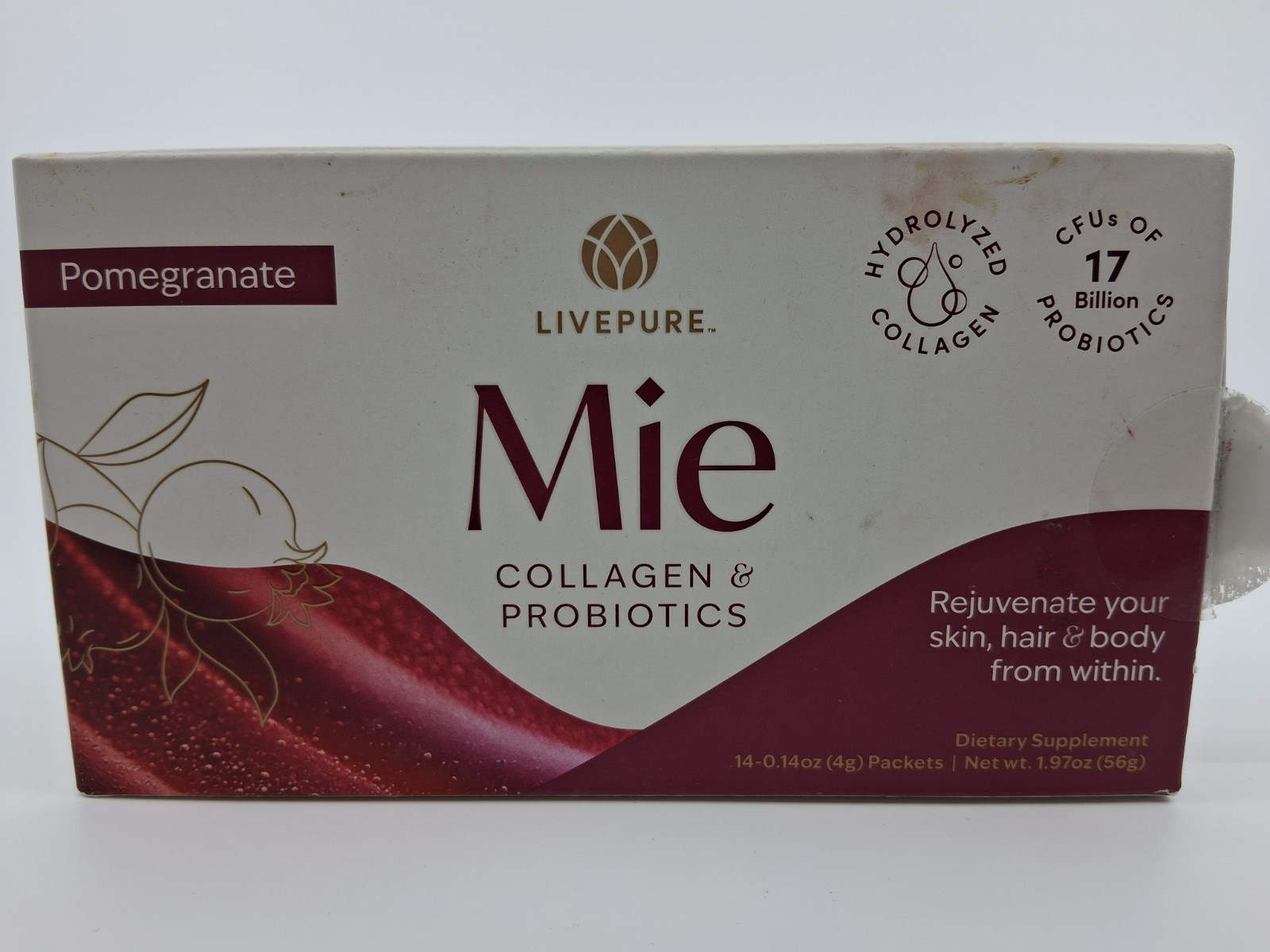 LivePURE Mie Collagen & Probiotics 14 sticks MFG: 4/2025