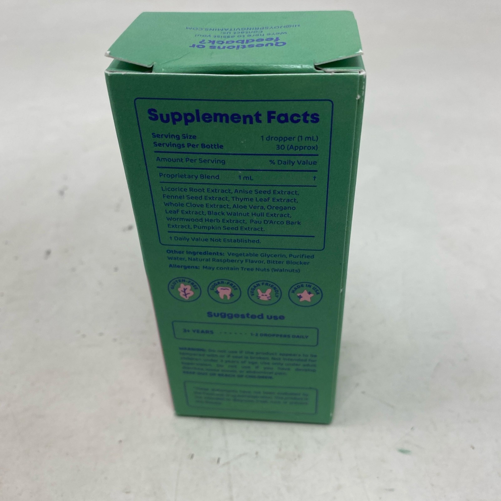JoySpring ParaPatrol Kids Herbal Drops, Raspberry, 30 mL/30 Servings